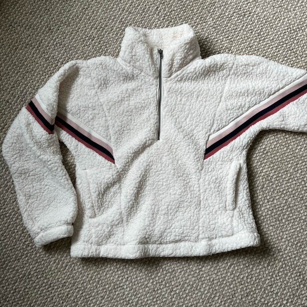 Abercrombie & Fitch Sherpa Faux Fur Half Zip Sweatshirt Pullover - Small